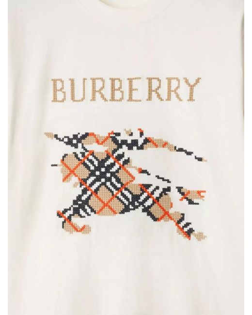 Burberry White Cotton Relaxed-Fit Logo-Embroidered T-Shirt for men