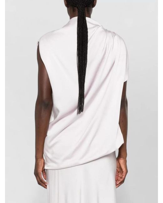 Fabiana Filippi Natural Satin Draped Knot-Detail Short-Sleeve Midi Dress