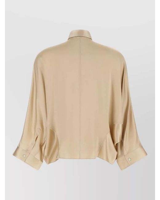 Brunello Cucinelli Natural Monile Satin Batwing Fluid Shirt