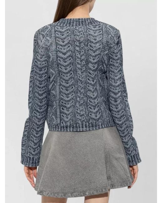 DIESEL Blue Denim Collarless Long-Sleeve Jacket