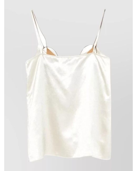 Alysi White Satin Camisole Top Relaxed Fit Straps