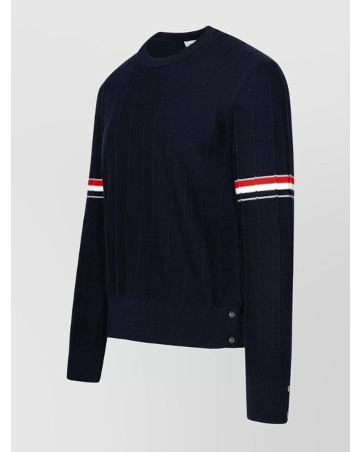 Thom Browne Blue Wool Crewneck Jumper for men