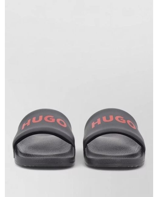 HUGO Gray Flat Sole Open Toe Summer Slides for men