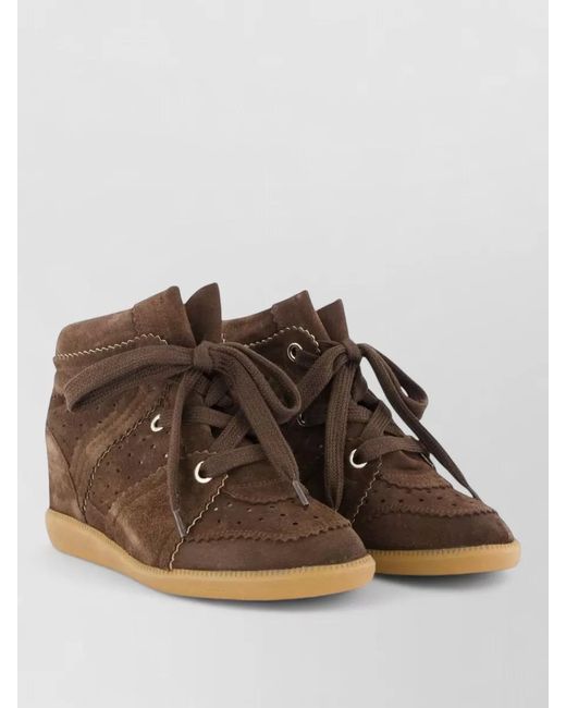 Isabel Marant Brown Leather Wedge Lace-Up Sneakers