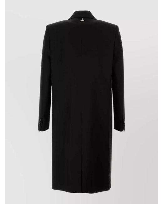 McQueen Black Wool Double Breasted Coat for men