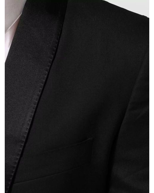 Dolce & Gabbana Black Silk Blend Single-Breasted Suit Jacket for men