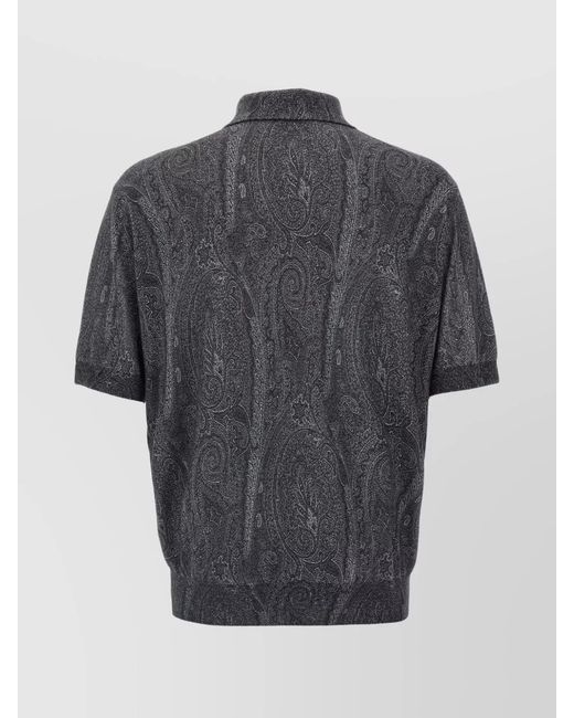 Etro Gray Silk Cashmere Polo Shirt for men