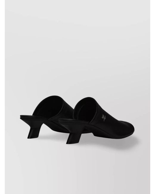 Courreges Black Leather Peep Toe Mules