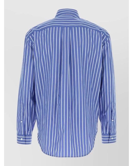 Balenciaga Blue Poplin Shirt Featuring Embroidery Chest Pocket for men