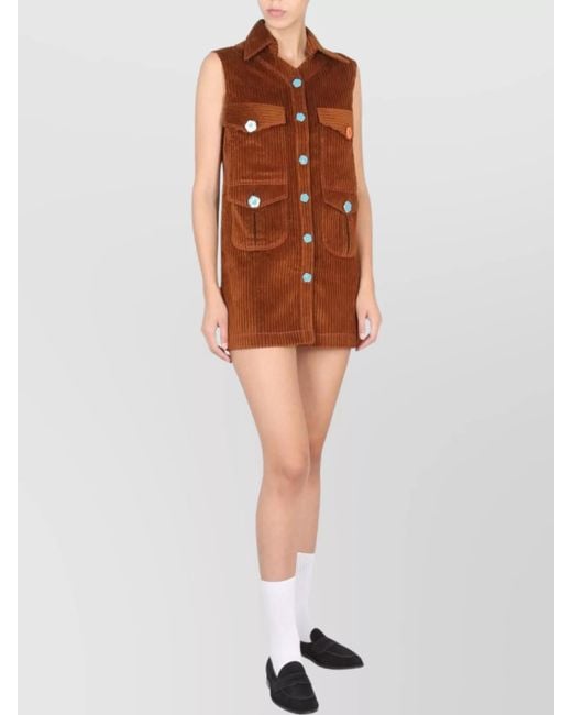 Cormio Brown Corduroy Mini Dress