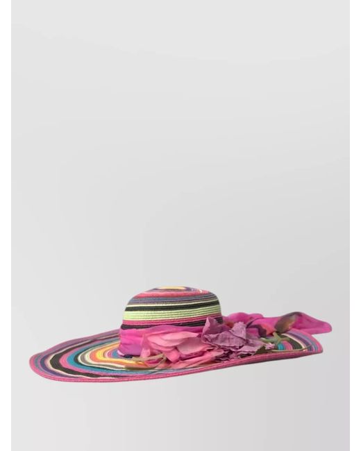 Dolce & Gabbana Pink Wide Brim Straw Sun Hat