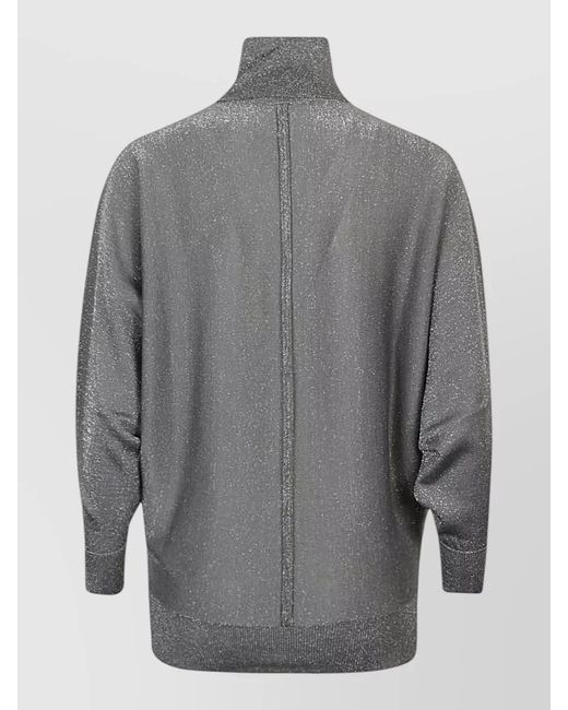 Circus Hotel Gray Viscose Turtleneck Sweater Metallic Finish