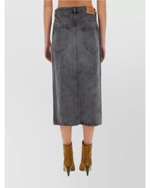 Isabel Marant Gray "Slit Front" Skirt Back Pockets