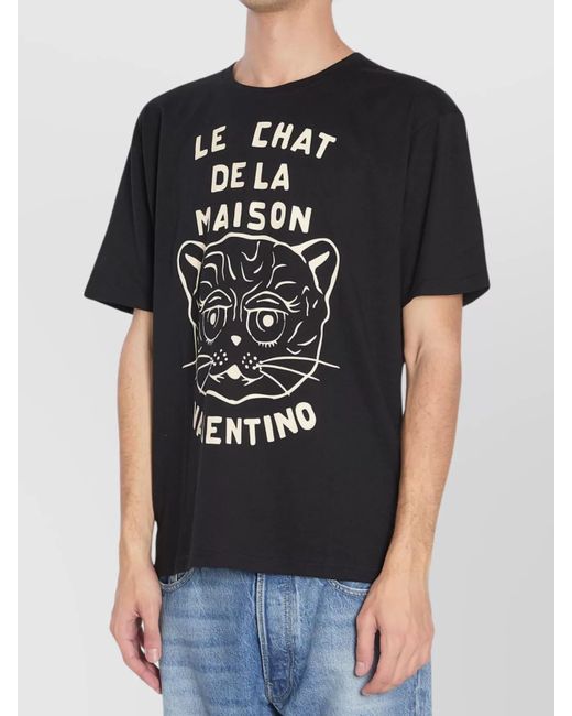 Valentino Garavani Black Printed Cotton T-Shirt for men