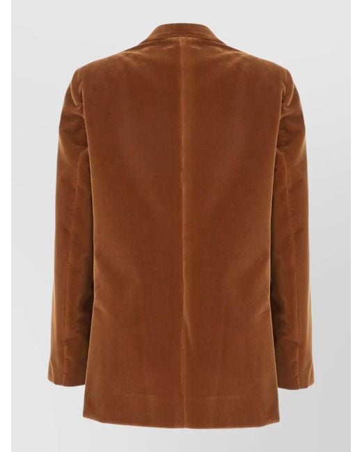 Blazé Milano Brown Velvet Oversized Double-Breasted Blazer