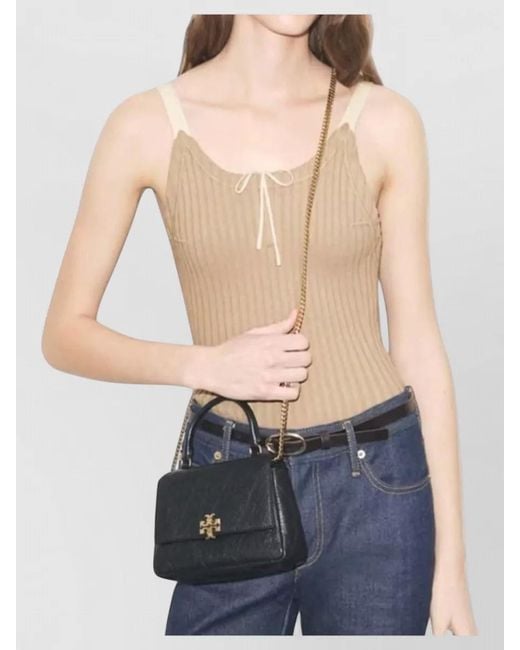 Tory Burch Black Charlie Quilted Top Handle Chain Bag