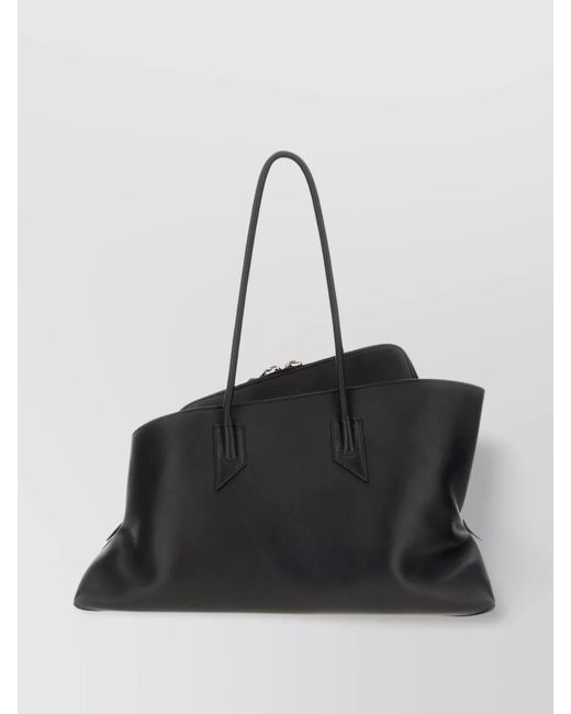 The Attico Black Medium Leather Shoulder Bag
