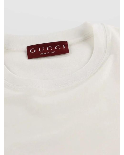 Gucci Natural Crew Neck Cotton T Shirt Short Sleeves for men