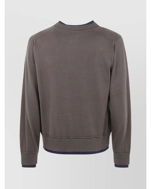 Sacai Gray Cashmere Cotton Knit Pullover for men
