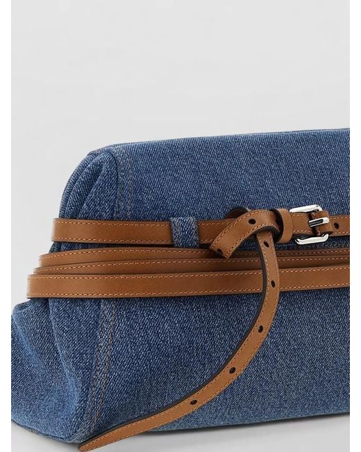 Moschino Blue Tie Me Large Belt Strap Clutch