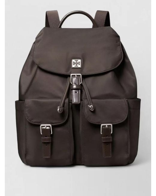 Tory Burch Black Virginia Nylon Backpack Top Handle Straps