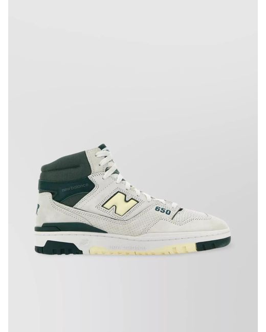 New Balance White Leather And Suede High-Top Sneakers