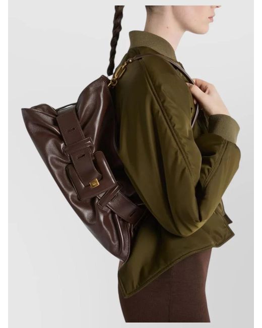 Balmain Brown Anthem Medium Leather Clutch Bag