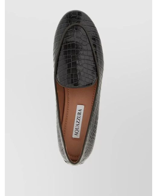 Aquazzura Gray Leather Loafers