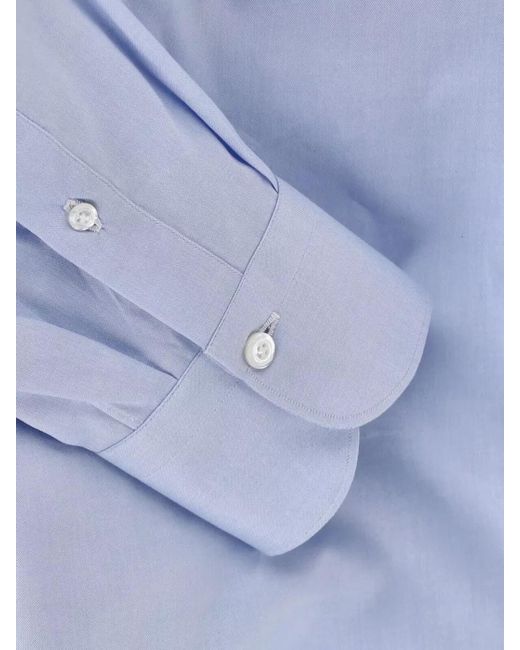 Finamore 1925 Blue Shirt Button Down Collar Comfortable Fit for men