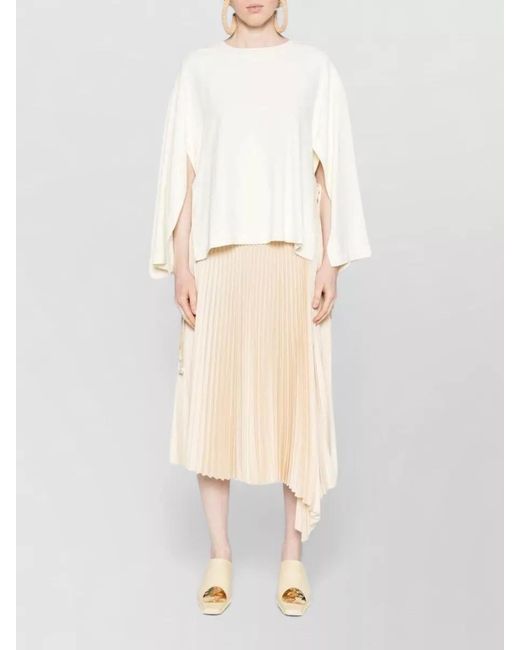 Erika Cavallini Semi Couture White Textured Long-Sleeve Blouse