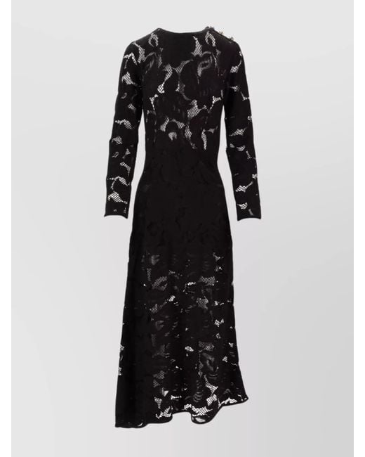 Patou Black Lace Long-Sleeve Maxi Dress