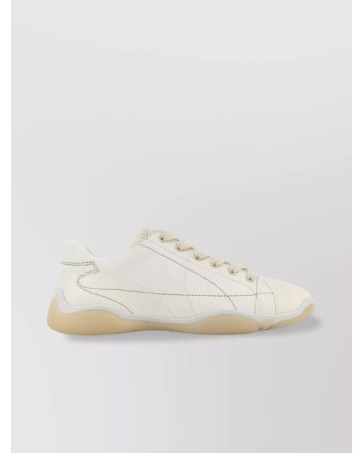 Prada White Leather Low-Top Sneakers