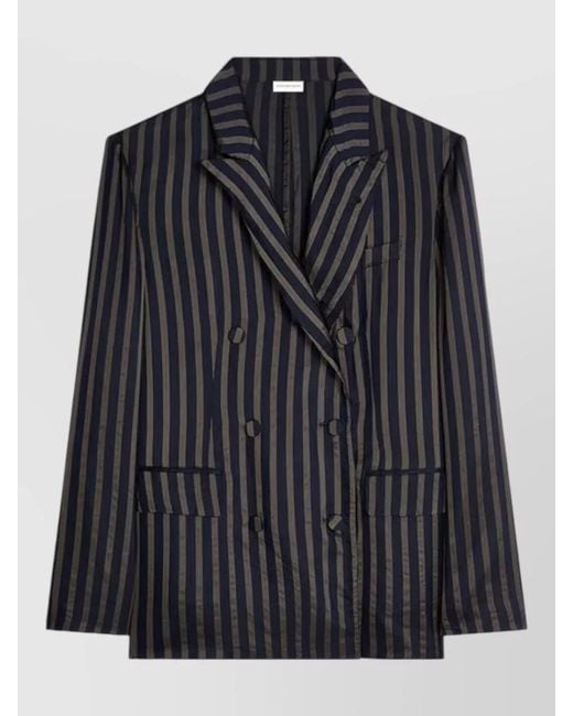 Dries Van Noten Black Balto Blazer Double Breasted Striped Buttons for men
