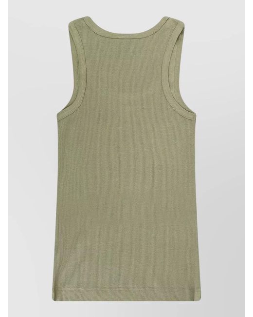 Pinko Green Ribbed Cotton Sleeveless Tank Top