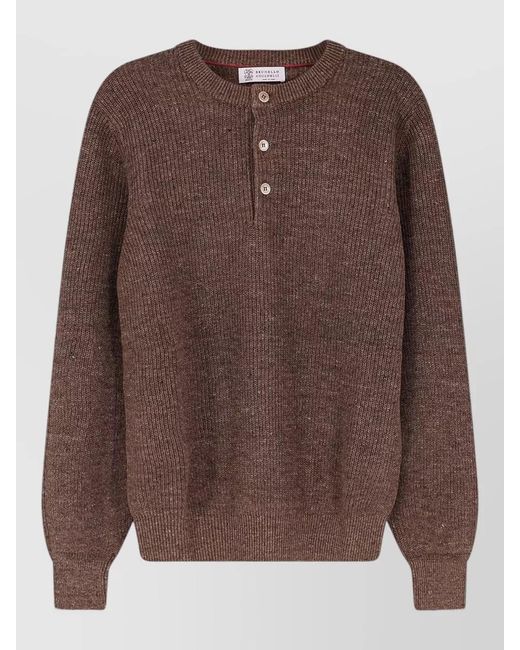 Brunello Cucinelli Brown Linen And Cotton Sweater for men