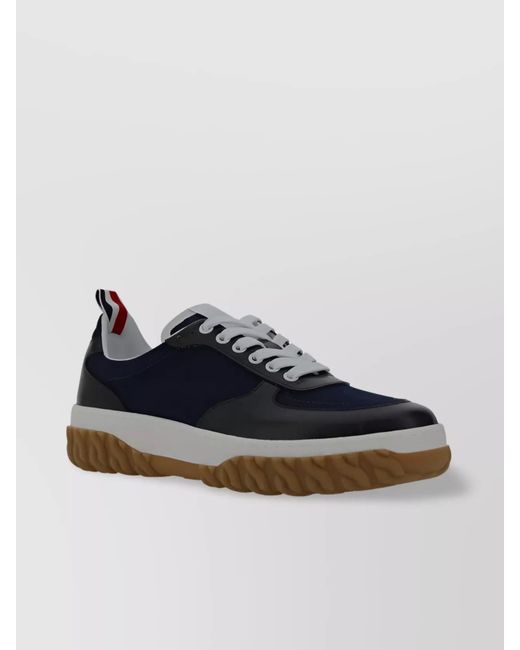 Thom Browne Black Cotton Letterman Sneakers for men