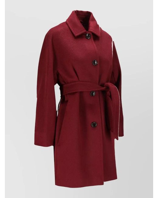 Max Mara Red Camel Hair Single-Breasted Coat