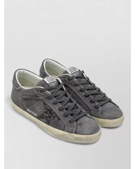 Golden Goose Deluxe Brand Gray Sneakers Rubber Sole Star Embellishment Suede