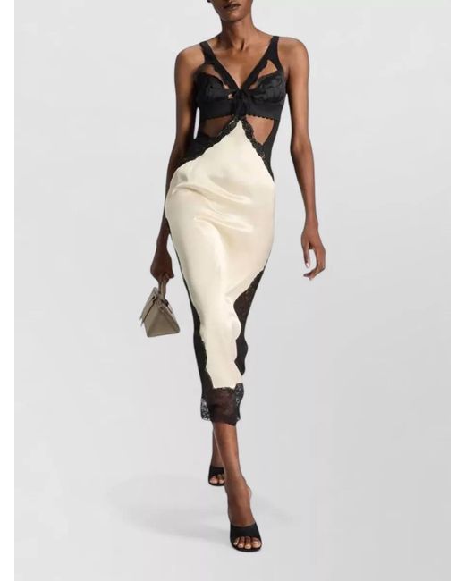 The Attico White Lace Midi Slip Dress Cut Out Design