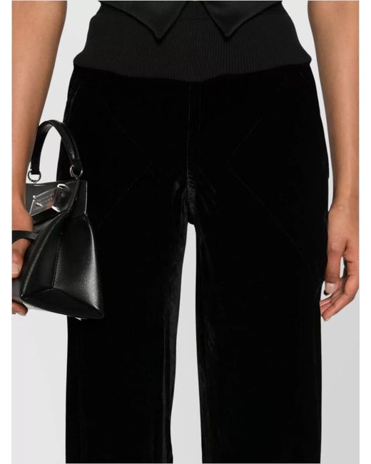 Rick Owens Black Silk Wide-Leg High-Rise Paneled Trousers
