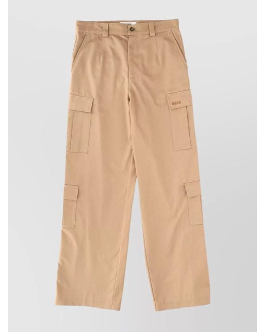 MSGM Natural Cotton Oversized Cargo Trousers for men