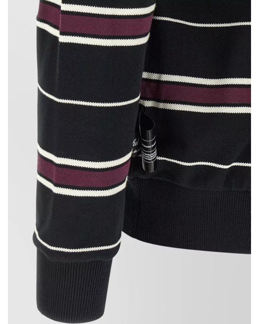 Undercover Blue Striped Long Sleeve Polo Shirt Pocket for men
