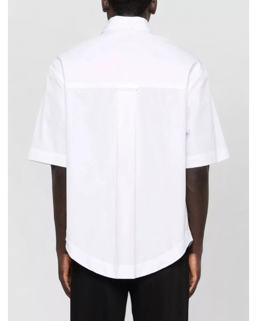 AMI White Short Sleeve Straight Shirt Collar Chest Pocket for men