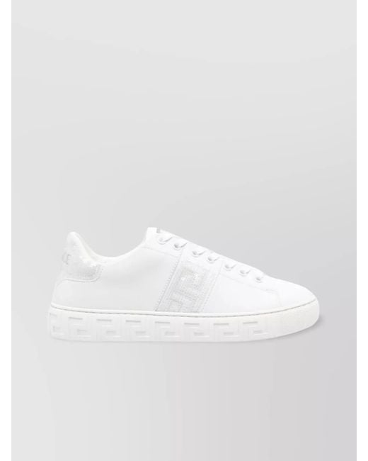 Versace White Sequined Low-Top Sneakers