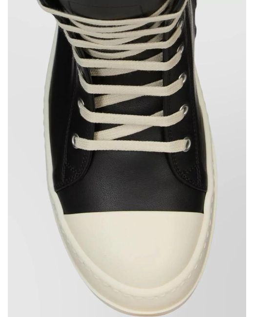 Rick Owens Black High Top Sneakers Contrast Toe Cap Rubber for men