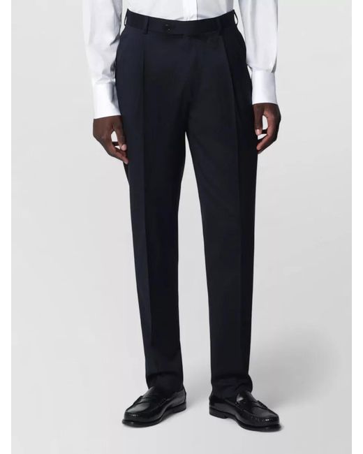 Luigi Bianchi Blue Tailored Pleated Straight Pants Belt Loops for men