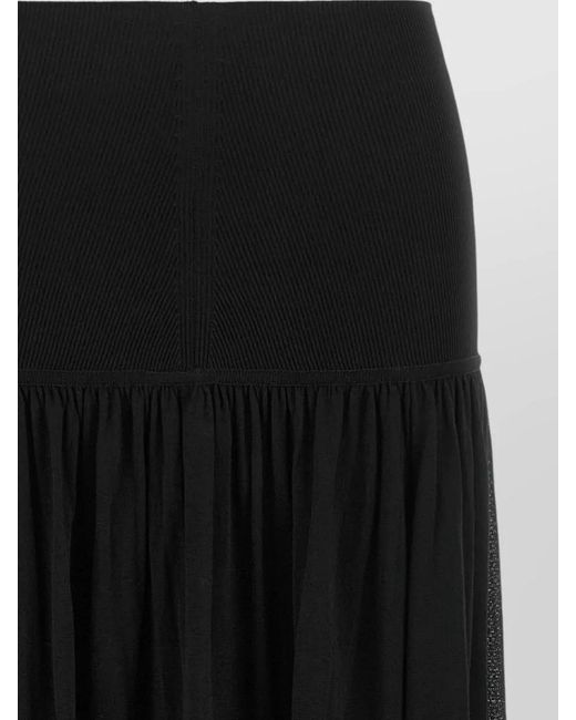 Zimmermann Black High-Rise Ribbed-Knit Lace Maxi Skirt