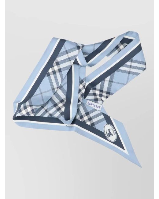 Burberry Blue Checked Rectangular Lightweight Soft Texture Scarf