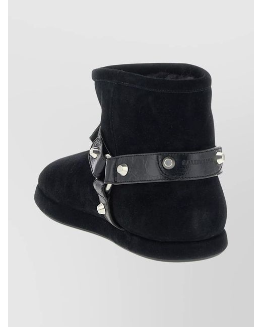 Balenciaga Black Leather Studded Ankle Boots
