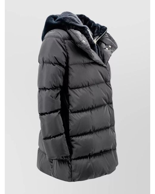 Herno Black Layered Long Down Jacket